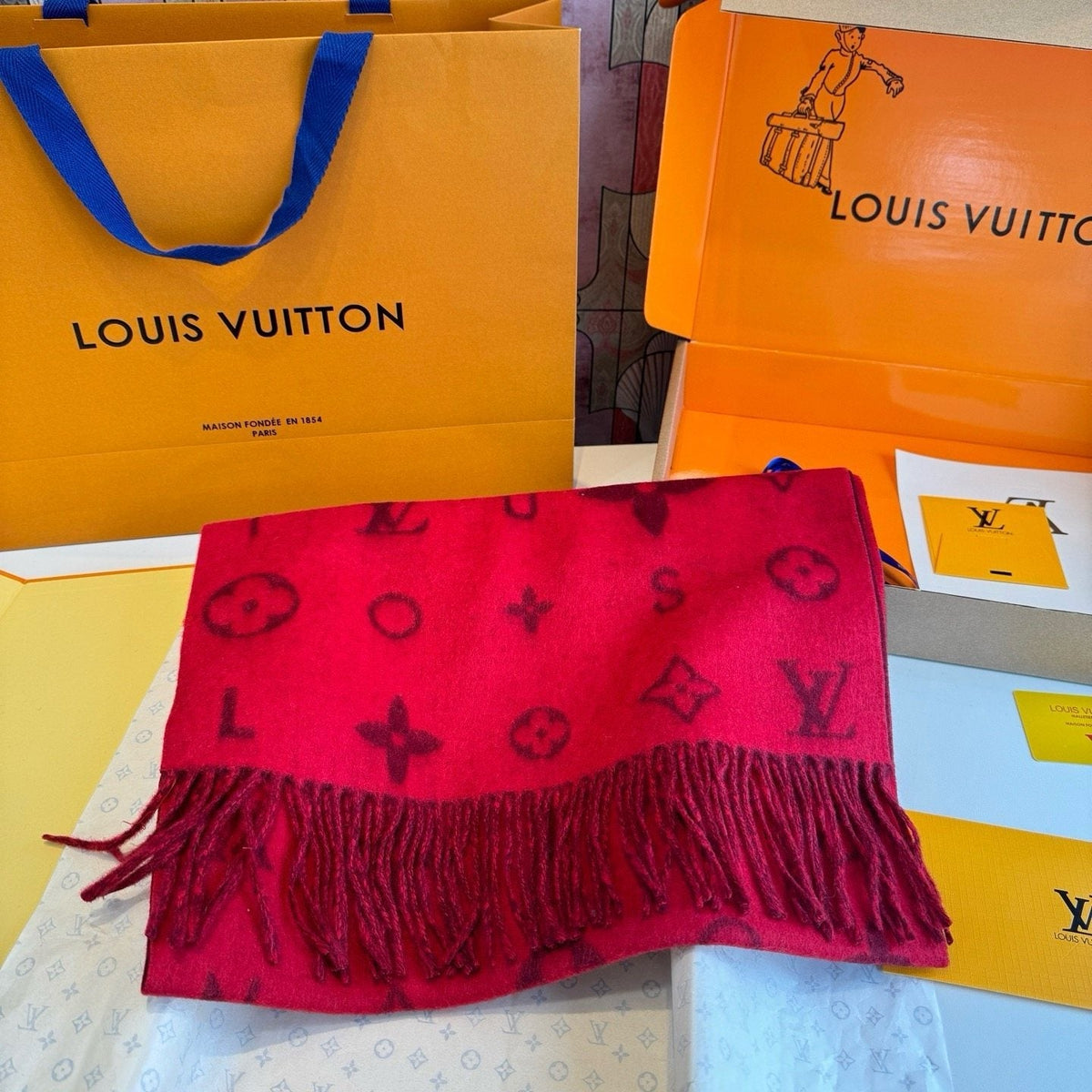 Louis Vuitton Reversible Monogram Wool Scarf — front